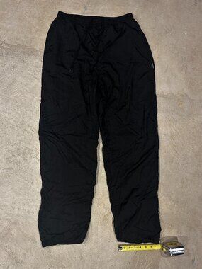 Vintage 90s Givenchy Activewear Black Nylon Lined Track Pants Zip Ankles L